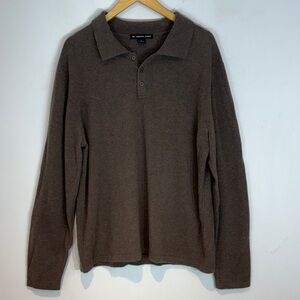 The Cashmere Project 100% Cashmere Sweater XL Brown Polo Collar Luxury Knit